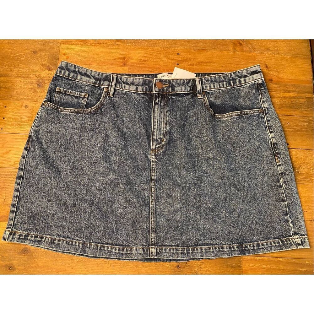 Lane Bryant 22 NWT skirt denim blue jeans straight fit high rise flex magic